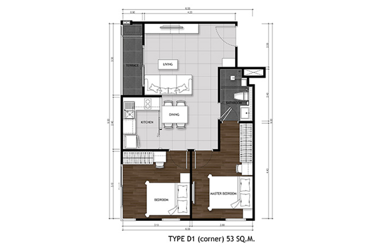 2 Bedroom ในโครงการ เดอะ เมโทรโพลิส สำโรง อินเตอร์เชนจ์, ภาพที่ 4
