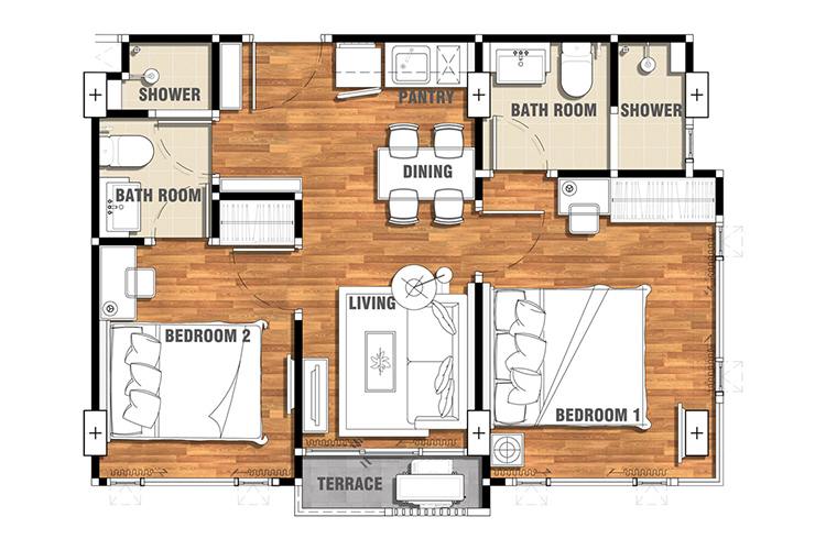2 Bedroom ในโครงการ ฟิฟ อเวนิว แคมปัส คอนโด, ภาพที่ 4