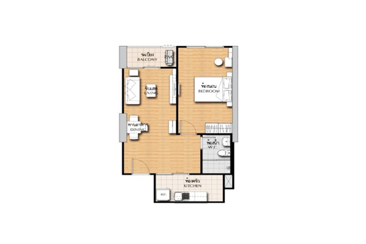 1 Bedroom (Deluxe Suite) ในโครงการ ศุภาลัย ซิตี้ รีสอร์ท แจ้งวัฒนะ, ภาพที่ 4
