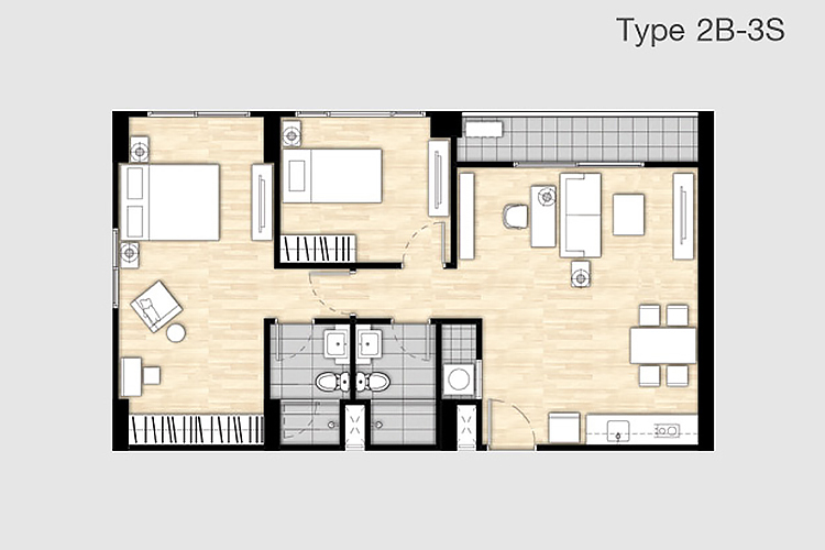 2 Bedroom ในโครงการ ไฮฟ์ ตากสิน, ภาพที่ 4