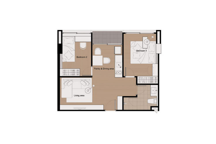 2 Bedroom ในโครงการ ดีซิโอ้ คอนโด, ภาพที่ 4
