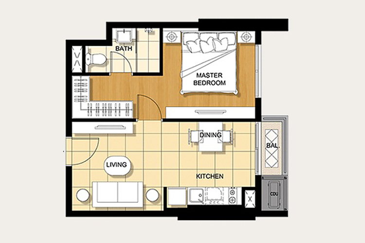 1 Bedroom ในโครงการ วิลล่าอโศก, ภาพที่ 4