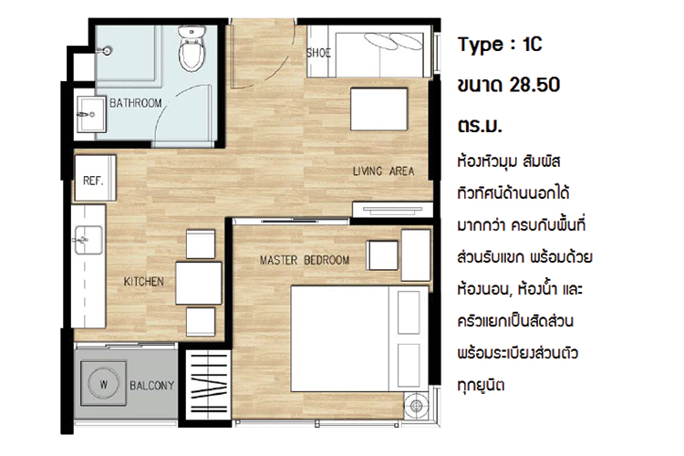 1 Bedroom ในโครงการ ดี คอนโด รามคำแหง, ภาพที่ 4