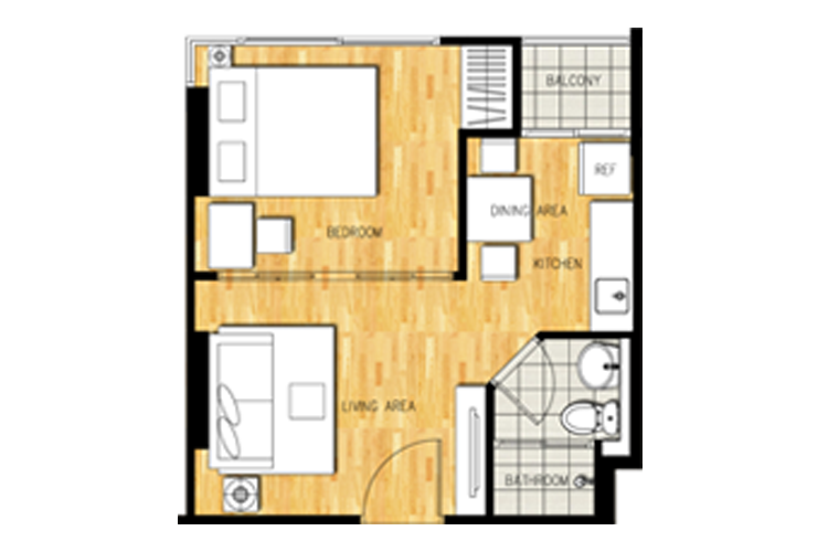 1 Bedroom Tower A-F Floor 5-6 ในโครงการ ดี คอนโด รัตนาธิเบศร์, ภาพที่ 4