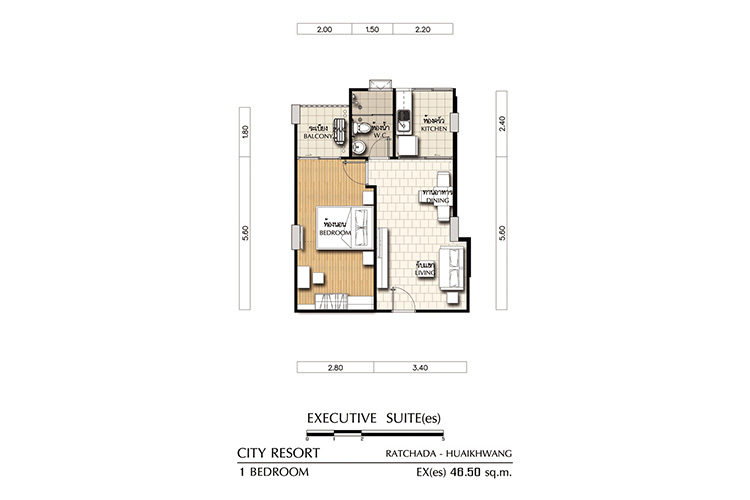 1 Bedroom ในโครงการ ซิตี้ รีสอร์ท รัชดา-ห้วยขวาง, ภาพที่ 4