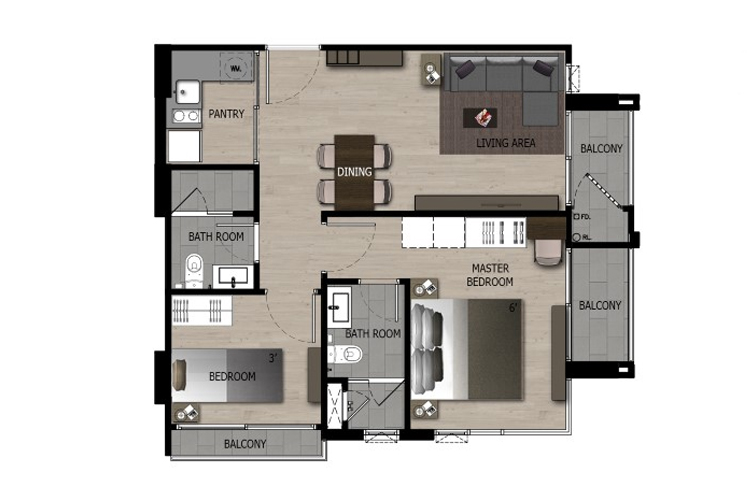 2 Bedroom ในโครงการ ดิ ยูนีค รัชดา 19, ภาพที่ 4