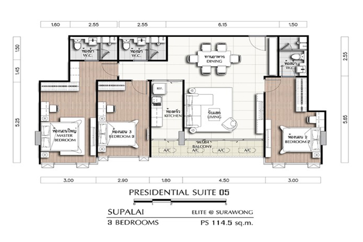 3 Bedroom ในโครงการ ศุภาลัย เอลีท สุรวงศ์, ภาพที่ 4