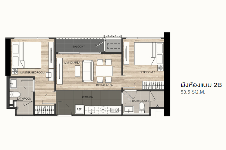2 Bedroom ในโครงการ เดอะ ไลน์ จตุจักร-หมอชิต, ภาพที่ 4