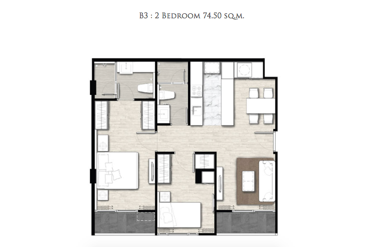 2 Bedroom ในโครงการ ณ วรา เรสซิเดนซ์, ภาพที่ 4