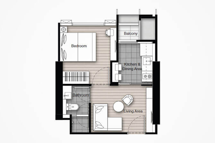 1 Bedroom (ขายแล้ว) ในโครงการ วิสซ์ดอม คอนเนค สุขุมวิท, ภาพที่ 4