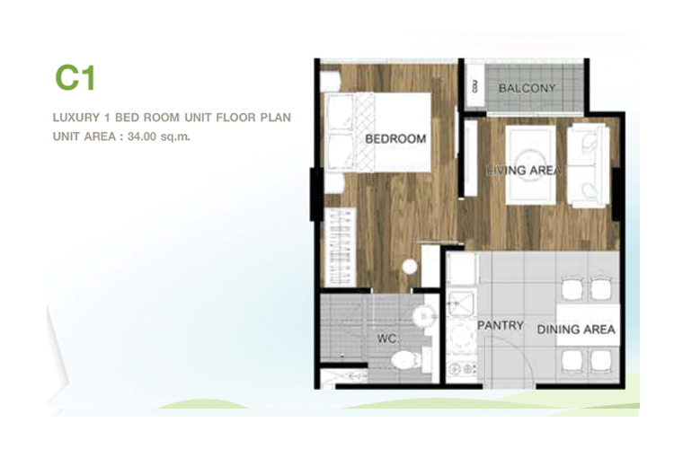1 Bedroom ในโครงการ ชาโตว์ อินทาวน์ พหลโยธิน 32, ภาพที่ 4