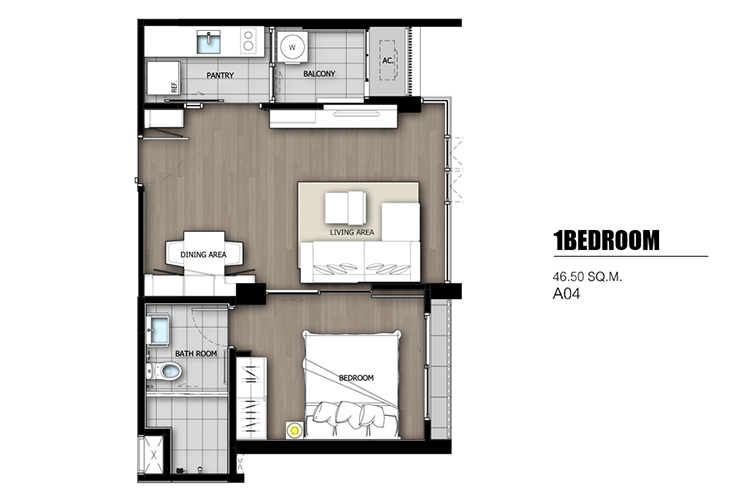 1 Bedroom  ในโครงการ The Room สุขุมวิท 40, ภาพที่ 4