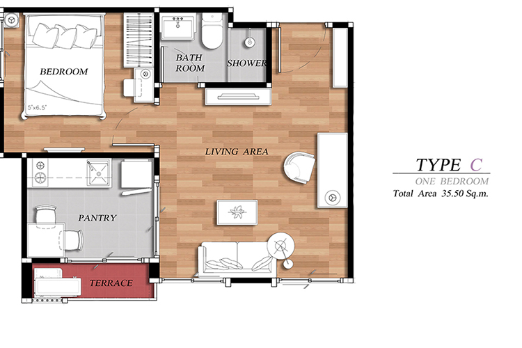 1 Bedroom ในโครงการ ดิ ออสก้า เพชรเกษม 58, ภาพที่ 4