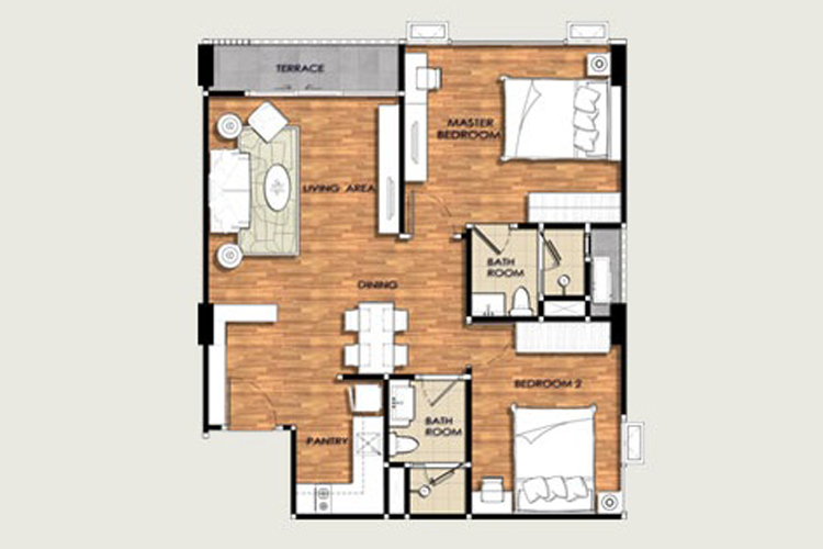 2 Bedroom Type B ในโครงการ เมย์แฟร์ เพลส สุขุมวิท 64, ภาพที่ 4