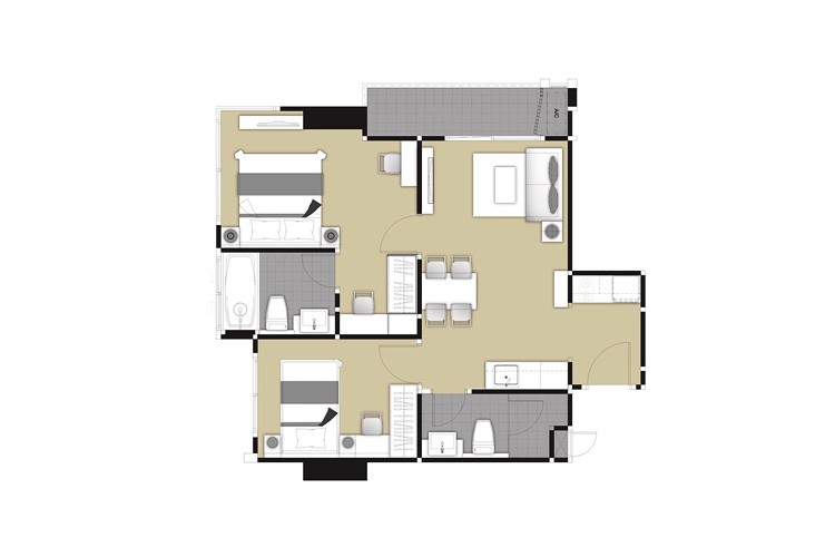 2 Bedroom ในโครงการ ณุศา ศรีราชา, ภาพที่ 4