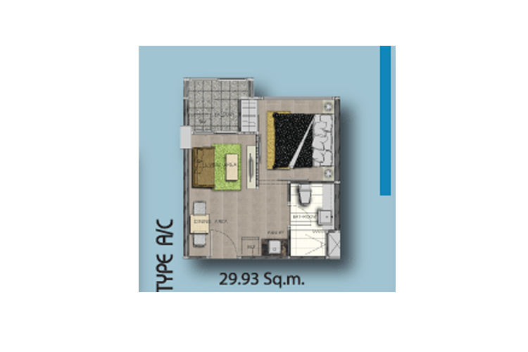 1 Bedroom Type A ในโครงการ บูรพา บิซ 2 คอนโดมิเนียม, ภาพที่ 4