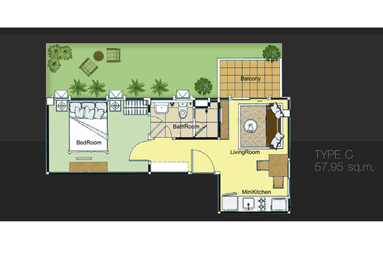 1 Bedroom Type A ในโครงการ กรู๊ฟวี่ ศรีราชา, ภาพที่ 4
