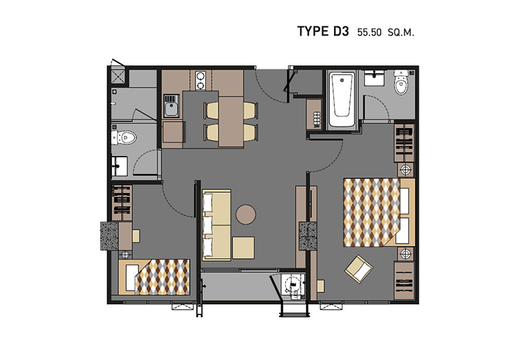 2 Bedroom ในโครงการ เวรี่ 1 สุขุมวิท 72, ภาพที่ 4