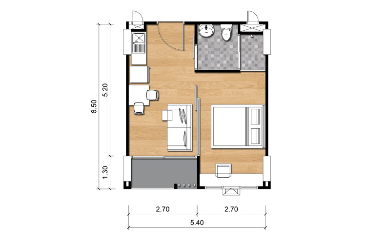 1 Bedroom ในโครงการ ไรซิ่ง เพลส ทัพพระยา, ภาพที่ 4