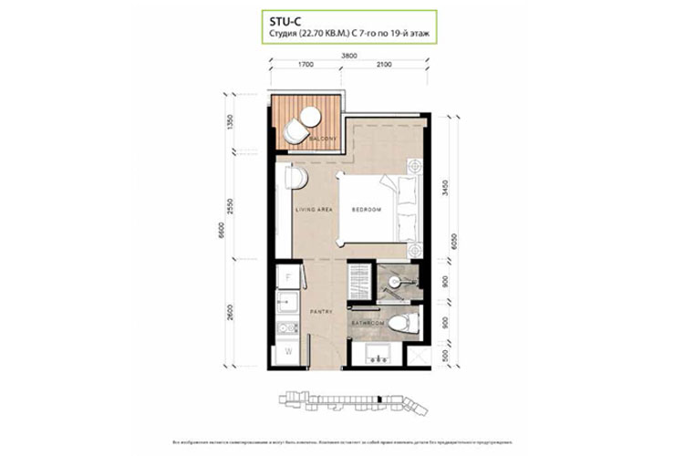 Studio ในโครงการ เดอะ ริเวียร่า จอมเทียน, ภาพที่ 4