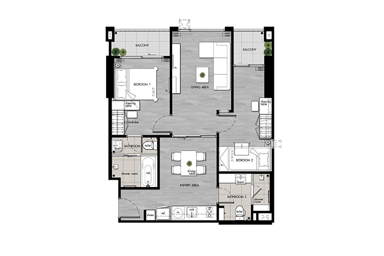 2 Bedroom ในโครงการ ไนท์บริดจ์ ดิ โอเชี่ยน ศรีราชา, ภาพที่ 4