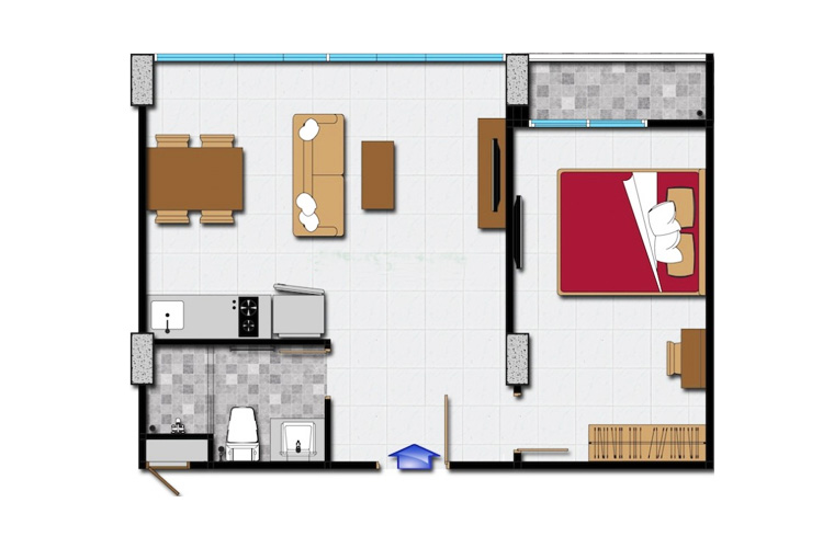 1 Bedroom ในโครงการ ทรีโอเจมส์, ภาพที่ 4