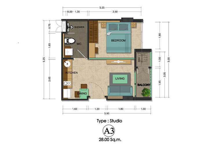 Studio ในโครงการ เดอะ ซีน บางแสน, ภาพที่ 4