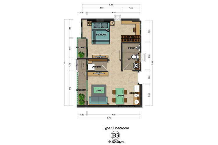 1 Bedroom ในโครงการ เดอะ ซีน บางแสน, ภาพที่ 4