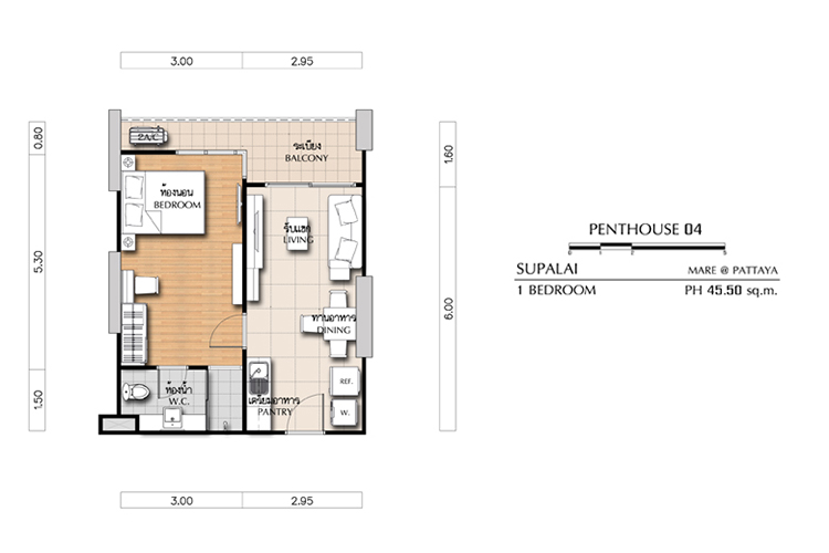 Penthouse ในโครงการ ศุภาลัย มาเรย์ @พัทยา, ภาพที่ 4