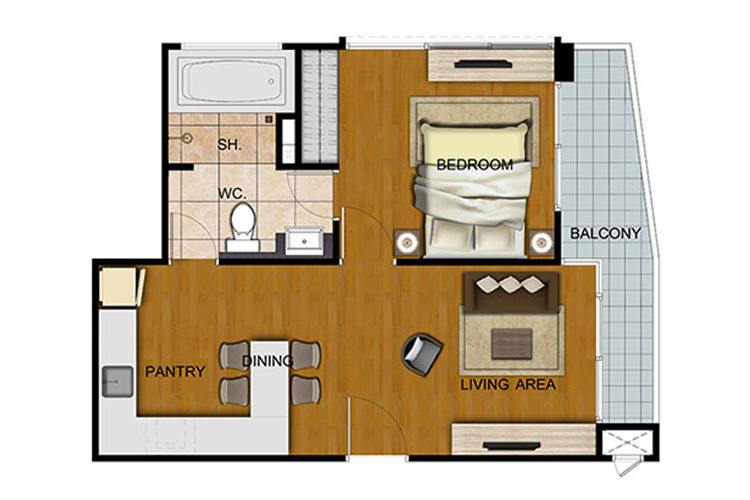 1 Bedroom ในโครงการ เคปทาวน์ คอนโด ศรีราชา, ภาพที่ 4
