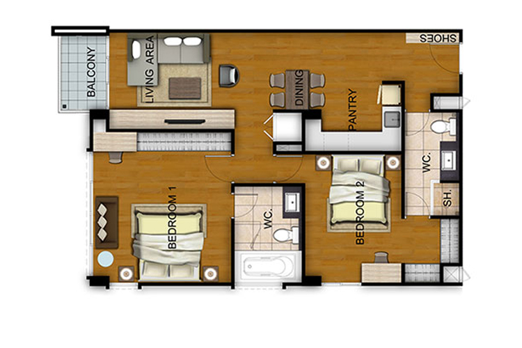 2 Bedroom ในโครงการ เคปทาวน์ คอนโด ศรีราชา, ภาพที่ 4