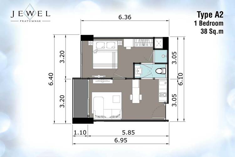 1 Bedroom ในโครงการ เดอะ จีเวล พระตำหนัก, ภาพที่ 4