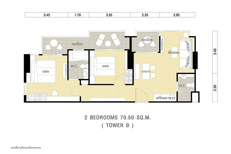2 Bedroom ในโครงการ ลุมพินี พาร์คบีช จอมเทียน, ภาพที่ 4