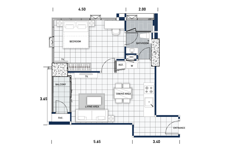 1 Bedroom ในโครงการ วัน ทาวเวอร์ พระตำหนัก, ภาพที่ 4