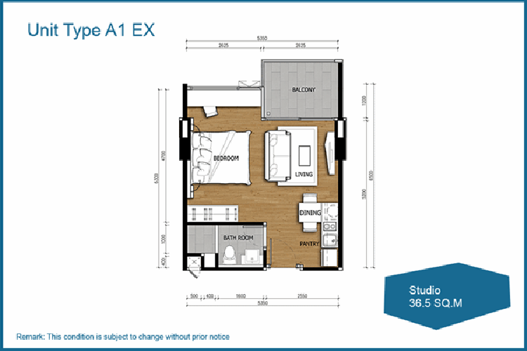 Studio ในโครงการ แอคควา คอนโดมิเนียม, ภาพที่ 4