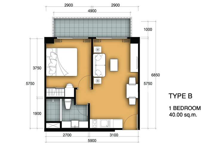 1 Bedroom ในโครงการ อเมซอน เรซิเด้นซ์, ภาพที่ 4