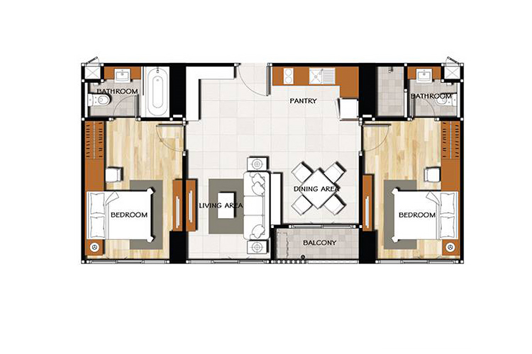 2 Bedroom ในโครงการ เดอะ สกาย ศรีราชา, ภาพที่ 4
