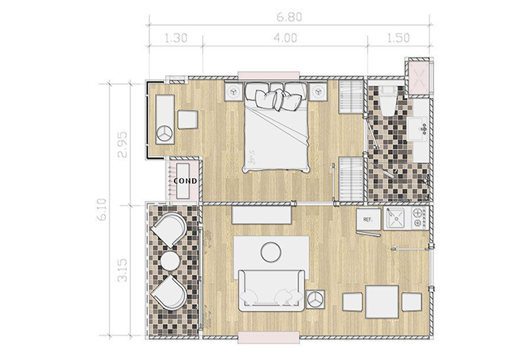 1 Bedroom Type B ในโครงการ สยามโอเรียนทอล ทรอปิคอล การ์เด้น, ภาพที่ 4