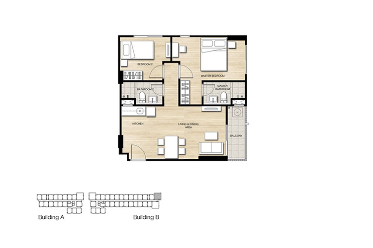 2 Bedroom ในโครงการ ดีคอนโด โคโค่ สุราษฎร์ธานี, ภาพที่ 4