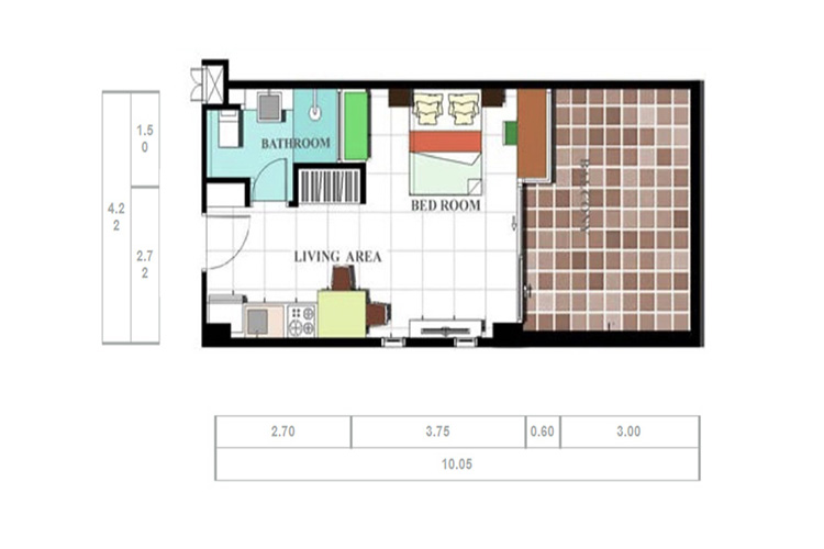 Studio ในโครงการ แอท เดอะ ทรี คอนโดมิเนียม, ภาพที่ 4