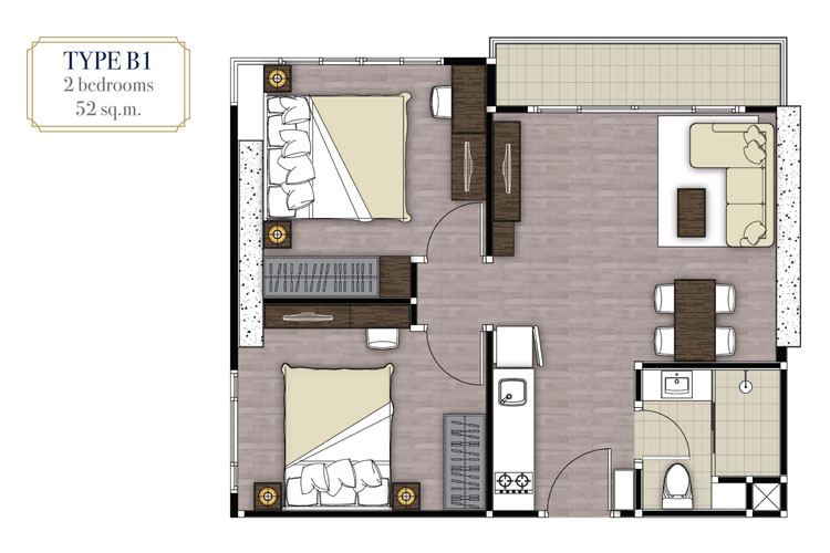 2 Bedroom ในโครงการ เดอะ เพรสซิเด้นท์ สุขุมวิท-สมุทรปราการ, ภาพที่ 4