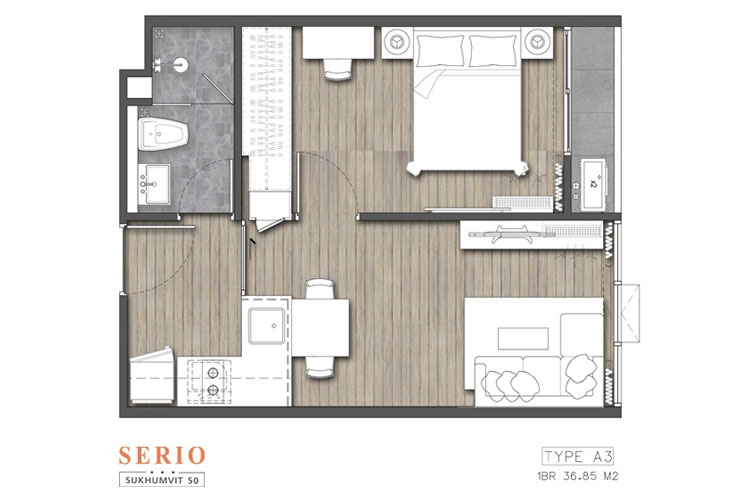 1 Bedroom ในโครงการ เซอริโอ้ สุขุมวิท 50, ภาพที่ 4