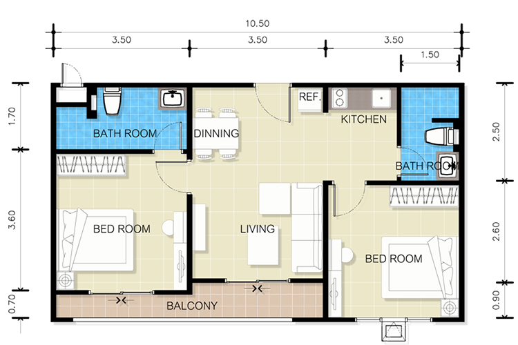 2 Bedroom ในโครงการ ดิ 88 คอนโด หัวหิน, ภาพที่ 4