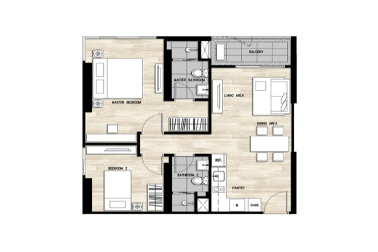 2 Bedroom ในโครงการ เรน ชะอำ-หัวหิน, ภาพที่ 4