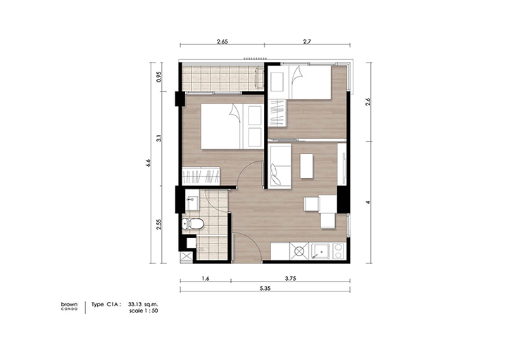 1 Bedroom Plus ในโครงการ บราวน์ คอนโด รัชดา 32, ภาพที่ 4