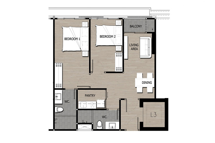 2 Bedroom ในโครงการ ดิ ยูนีค เกษตร-นวมินทร์, ภาพที่ 4