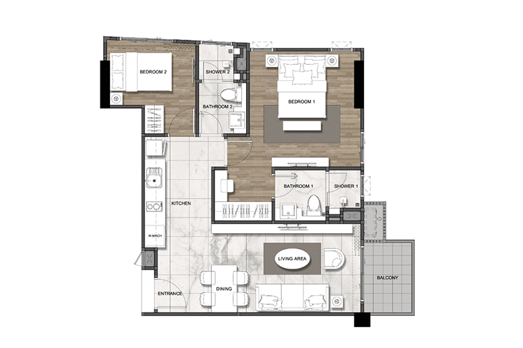 2 Bedroom (ขายแล้ว) ในโครงการ เมลานี แบงคอก จันทน์-สาทร, ภาพที่ 4