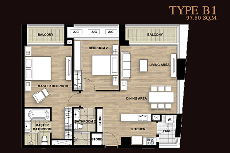 2 Bedroom ในโครงการ พรีเว่ บาย แสนสิริ, ภาพที่ 4