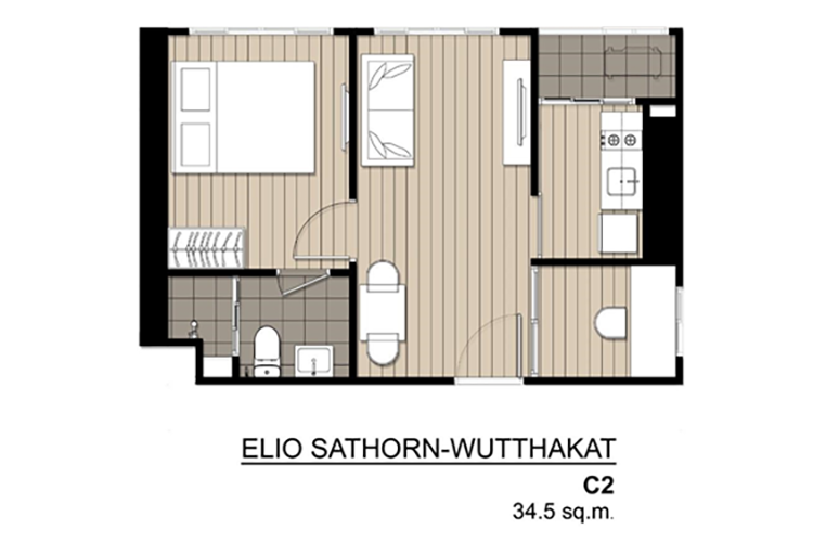 1 Bedroom ในโครงการ เอลลิโอ สาทร-วุฒากาศ, ภาพที่ 4