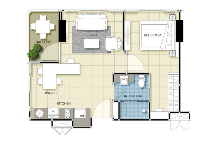 1 Bedroom ในโครงการ ลา ซานเทียร์ คอนโดมิเนียม, ภาพที่ 4